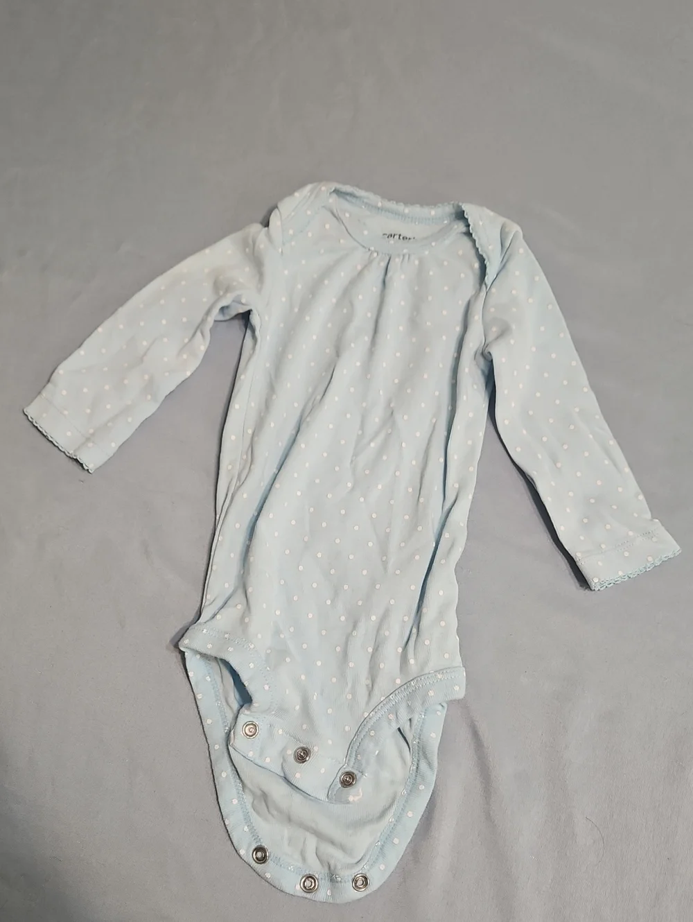 Carter's Pale Blue Polka Dot Long-Sleeve Bodysuit